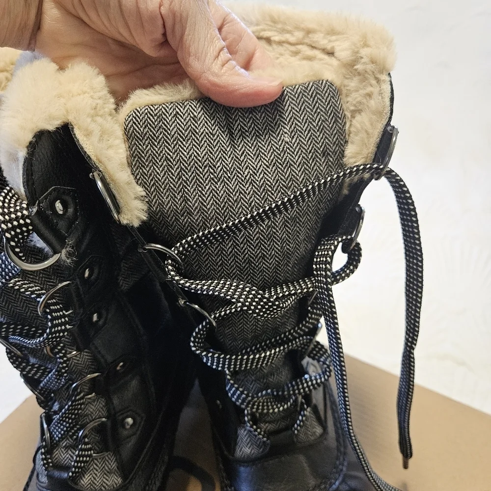 JBU by Jambu Women's Chilly Mid-Calf Boots Faux Leather Faux Fur Lined Size 8